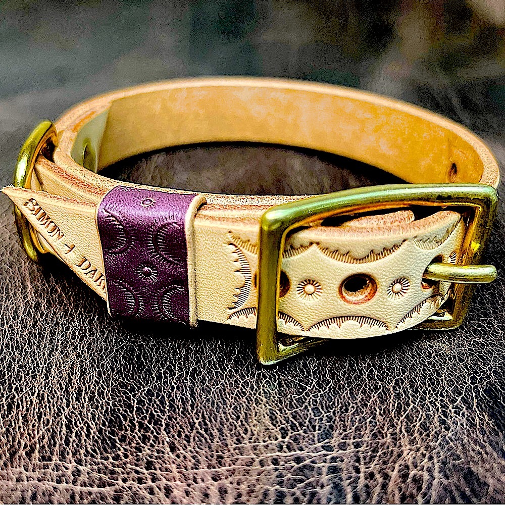 S&D 🐕‍🦺 Custom Leather Hand Tooled Dog Collar, Sized to Fit Your Dog Perfectly